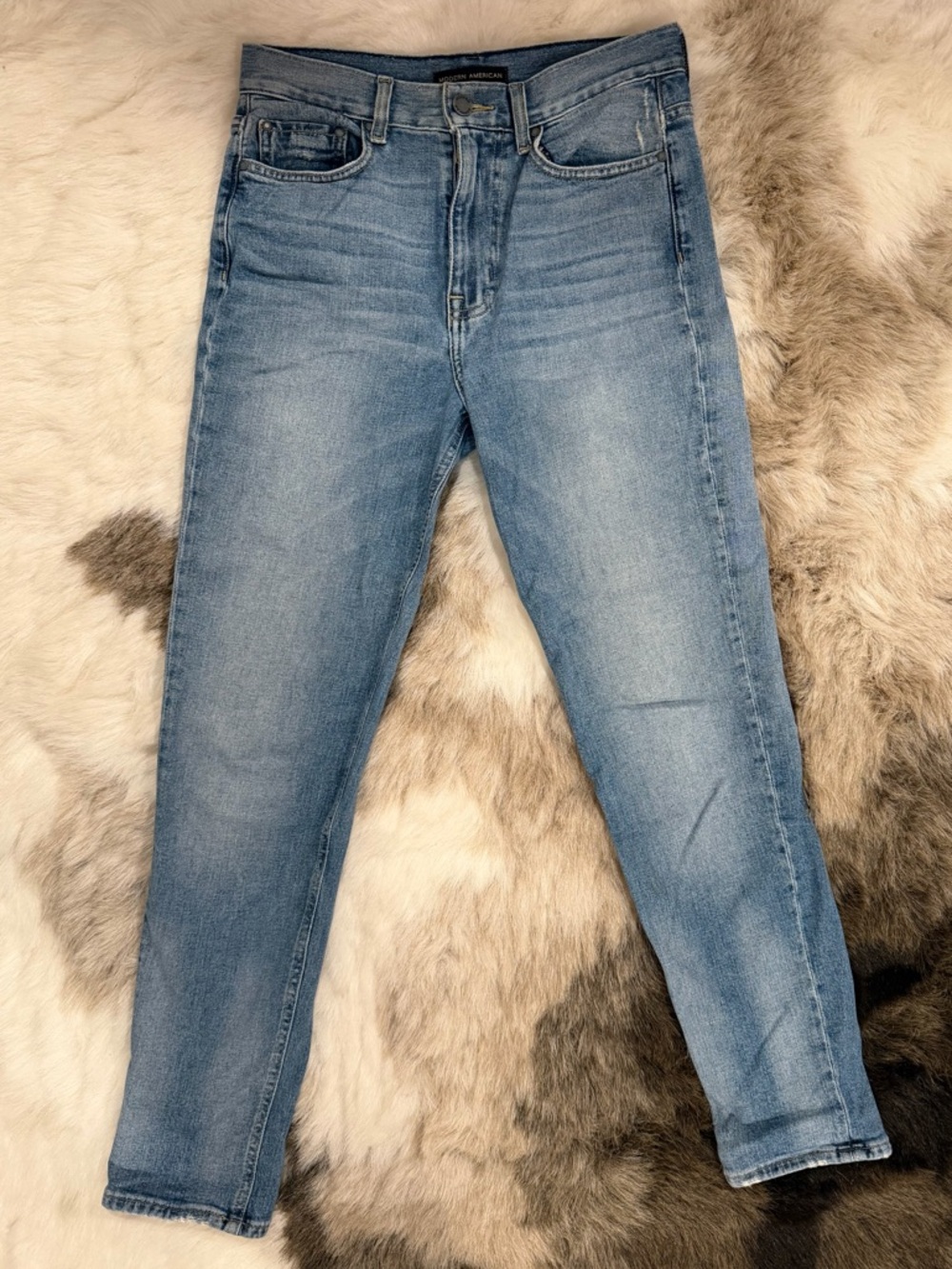 Modern American Mercer tapered 26 cotton denim straight jeans high waist Beverly